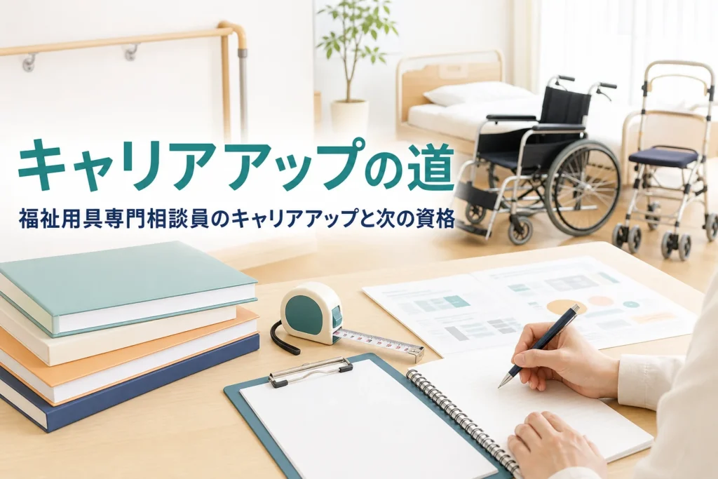 福祉用具専門相談員のキャリアアップと、福祉用具プランナー・ケアマネへの道を解説する記事のアイキャッチ