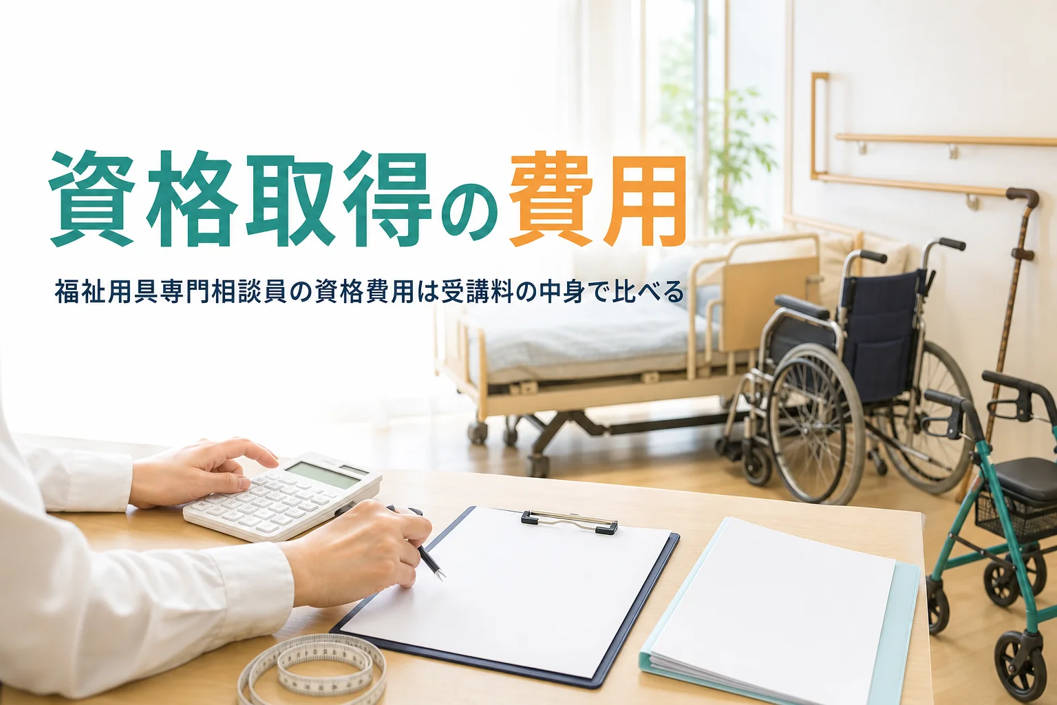 福祉用具専門相談員の資格取得にかかる費用と受講料の見方を解説する記事のアイキャッチ