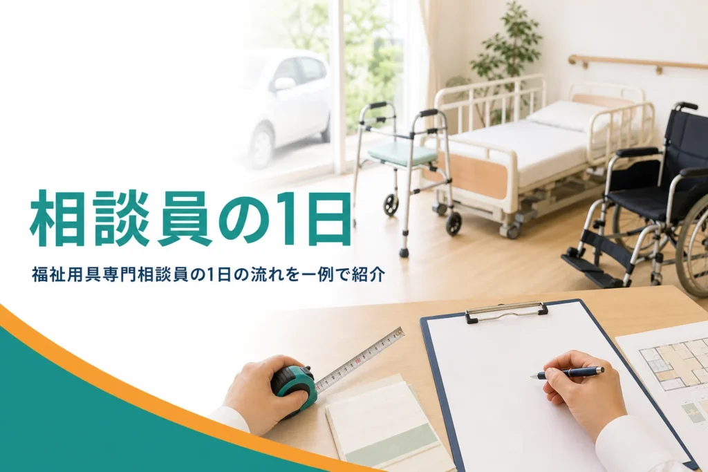 福祉用具専門相談員の1日の流れと時間の使い方を解説する記事のアイキャッチ
