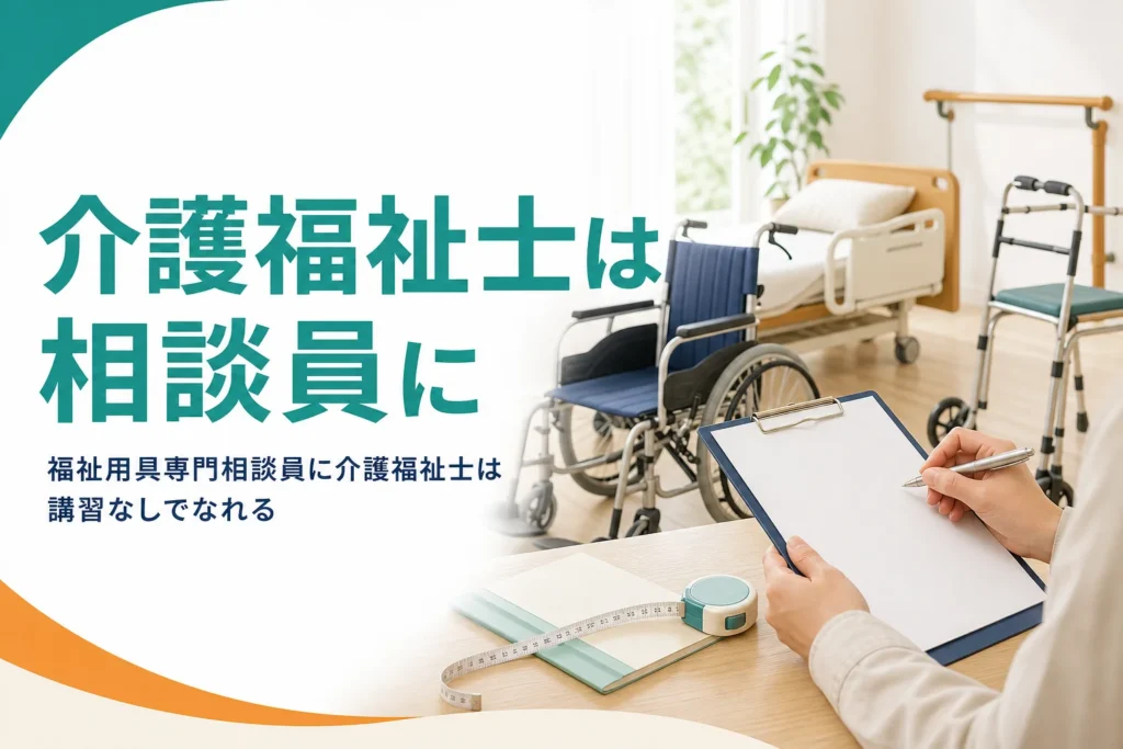 介護福祉士は福祉用具専門相談員に講習なしでなれることと、経験の活かし方を紹介する記事のアイキャッチ
