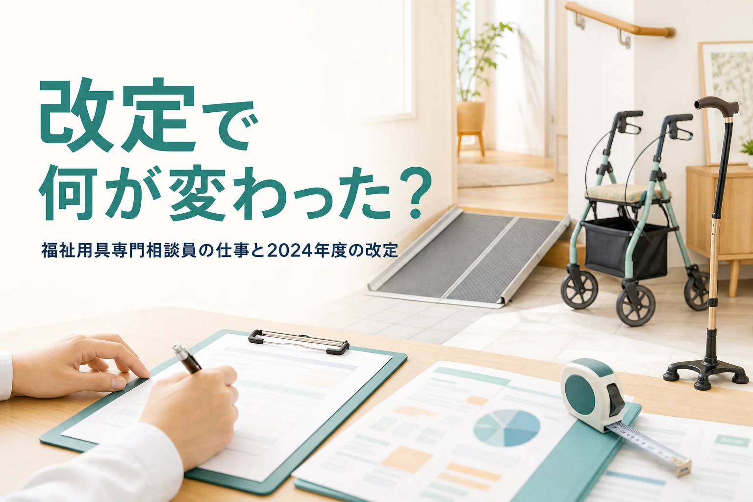 2024年度の介護報酬改定で福祉用具専門相談員の仕事がどう変わったかを解説する記事のアイキャッチ