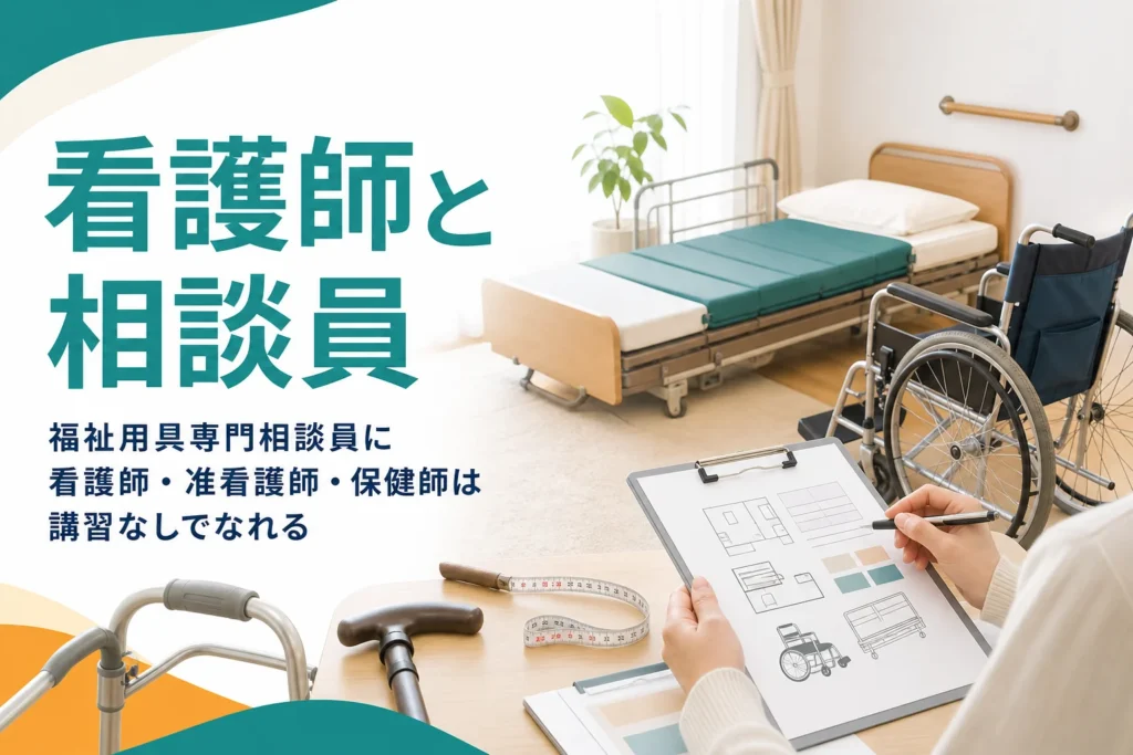 看護師・准看護師・保健師が福祉用具専門相談員に講習なしでなれることを紹介する記事のアイキャッチ